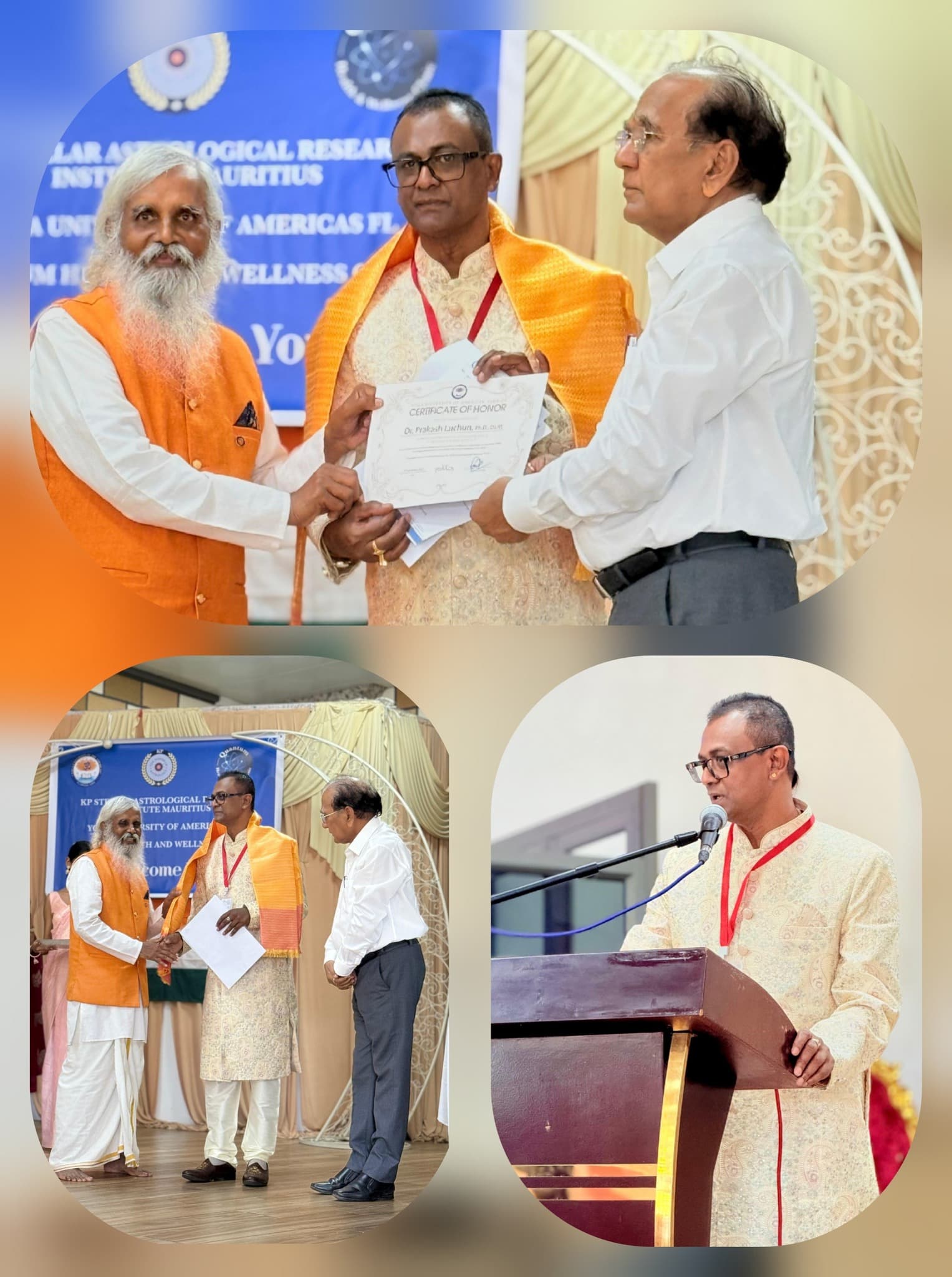 Dr Prakash Luchun receiving Certificate of Honor - Appointed as Dean