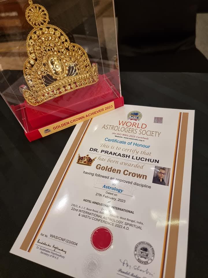 Golden Crown Achiever 2023 trophy and certificate