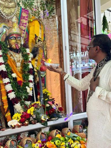Performing aarti and pooja ceremony